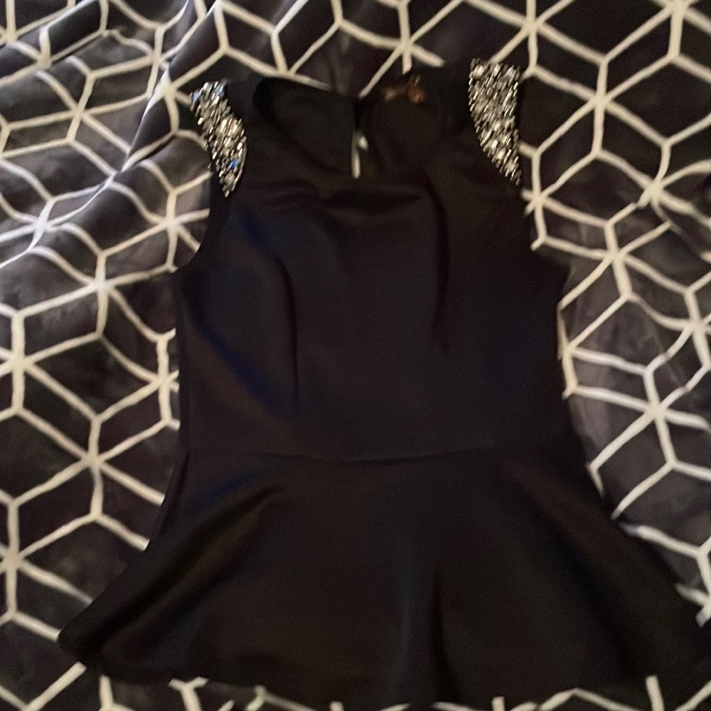 Simple black top w sparkles and dress-like bottom
